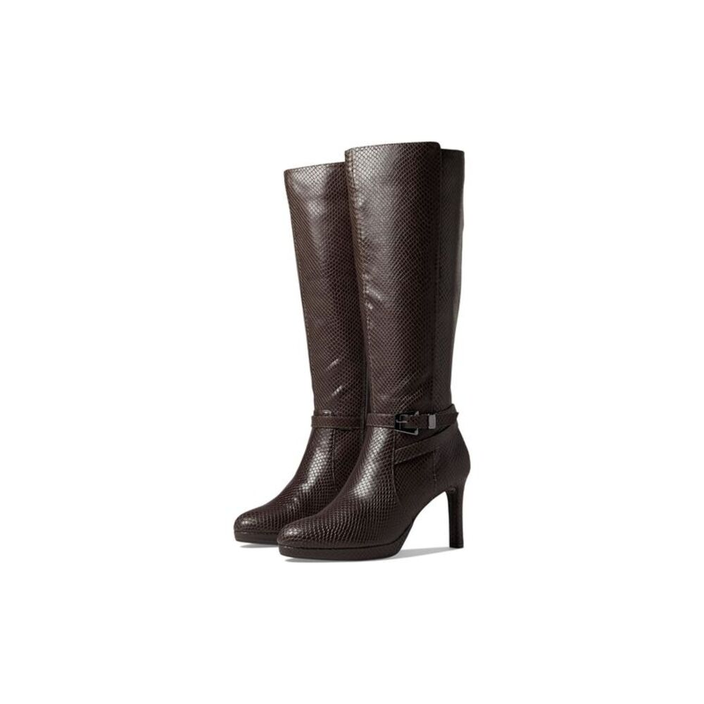 NATURALIZER Womens Brown Snakeskin Taelynn Toe Stiletto Leather Boots 8 M WC